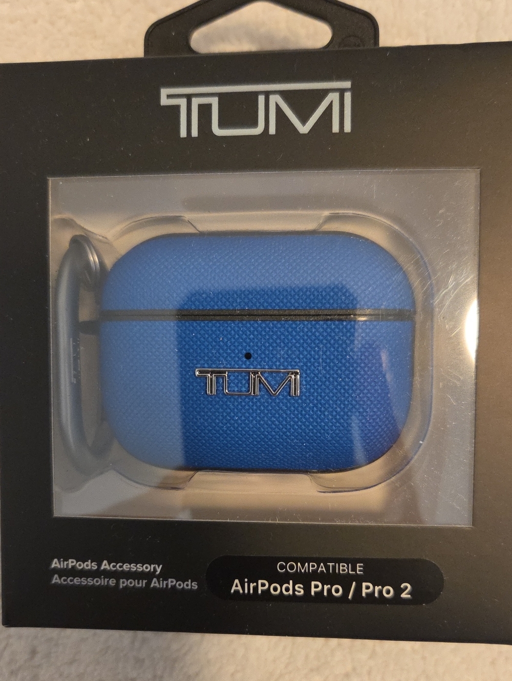 Tumi Blue Textured AirPods Pro / Pro 2 Case with Carabiner